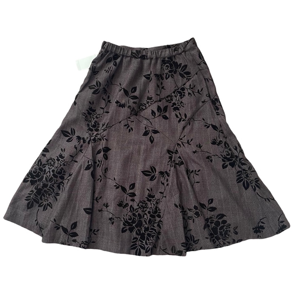 Coldwater Creek Floral Brown Skirt size XSP